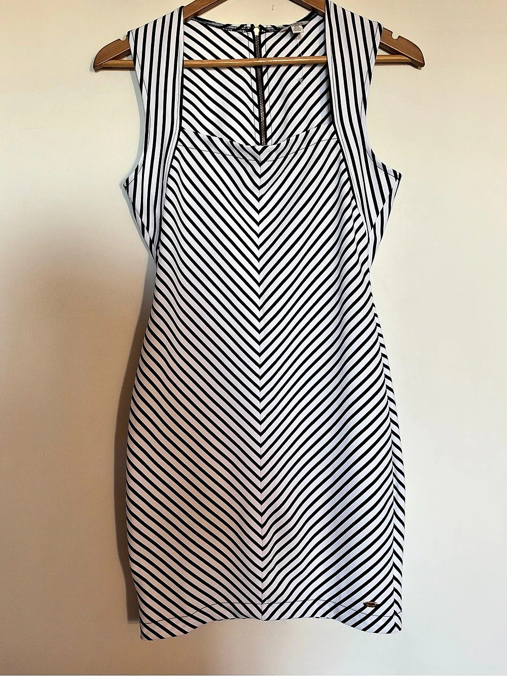 GUESS striped mini dress in Black & White Size Medium